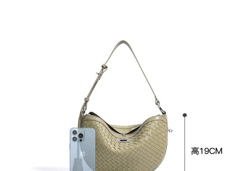 Túi Đeo Vai Nữ Dáng Trăng Lưỡi Liềm Thiết Kế Đan Dây Phong Cách Tối Giản Màu Xanh, Nâu, Đen chi tiết 9