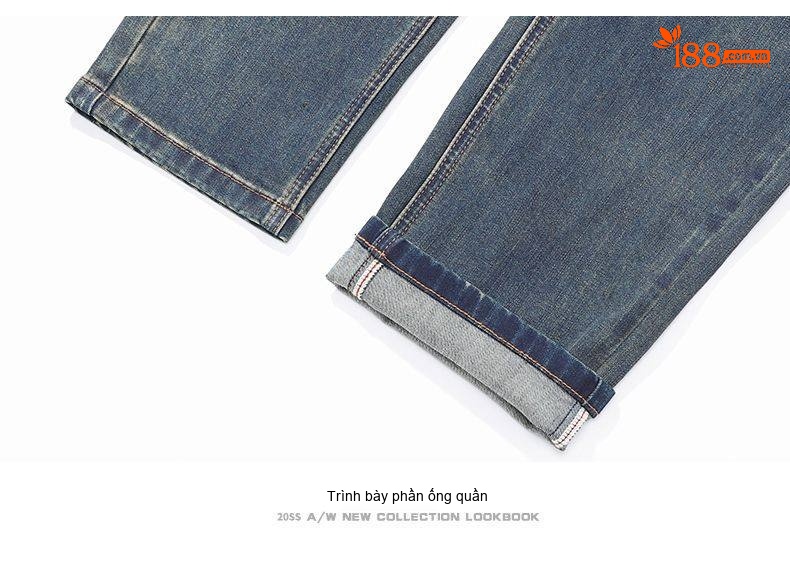 Quần Jean Nam Ống Đứng Co Giãn Thoải Mái Dáng Suông Màu Xanh Denim chi tiết 25