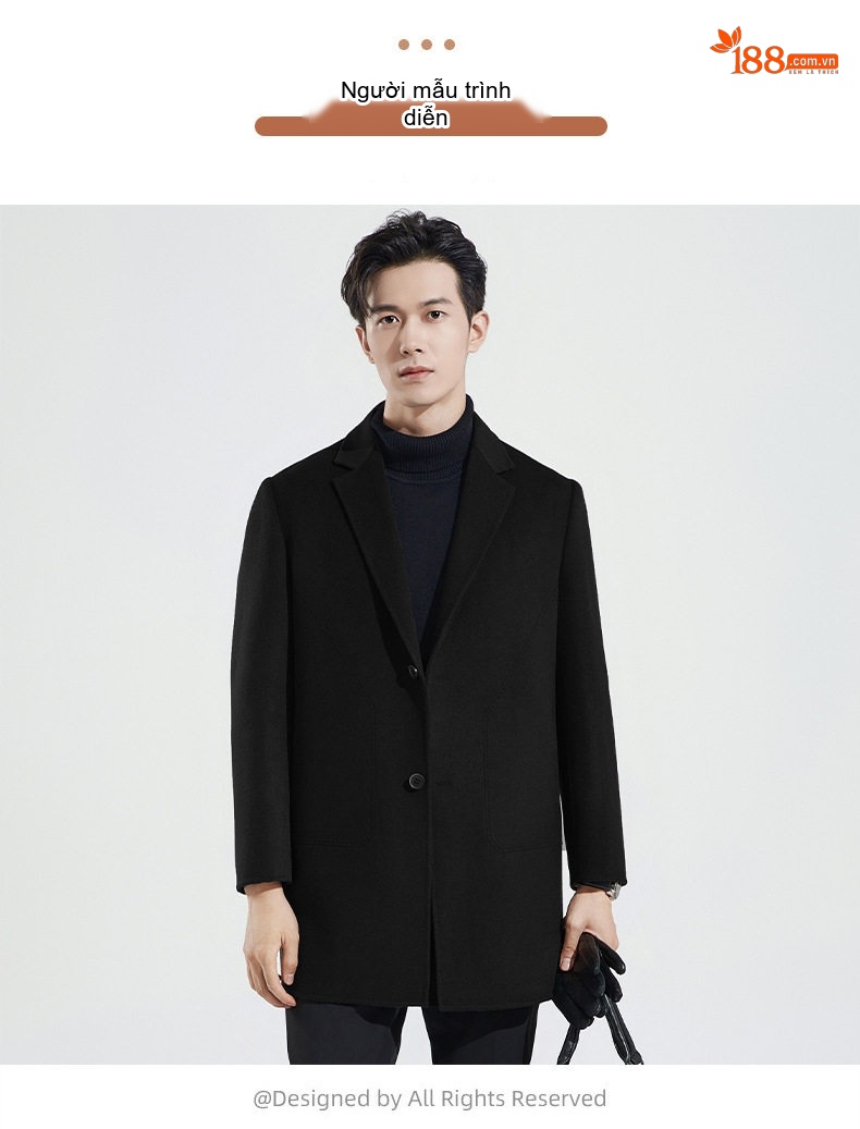Áo Khoác Dạ Nam 100% Lông Cừu Dáng Dài Vừa Phong Cách Business Màu Xanh Navy, Xám, Nâu, Nâu Đậm... chi tiết 12