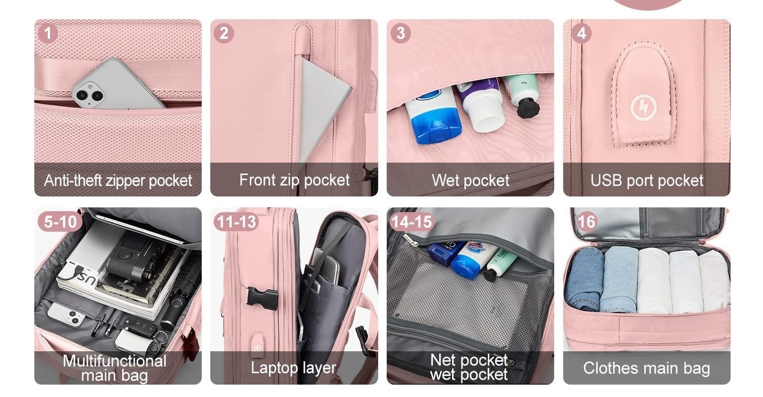 Balo Laptop Nam Mở Rộng Đa Năng Chống Sốc Chống Trộm Dung Tích Lớn Màu Đen, Xanh, Hồng... chi tiết 28