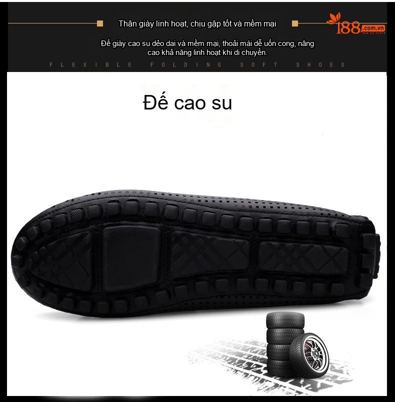 Giày Lười Nam Da Mềm Thoáng Khí Chiều Cao Đế Khoảng 2cm Màu Trắng, Vàng, Đen chi tiết 4