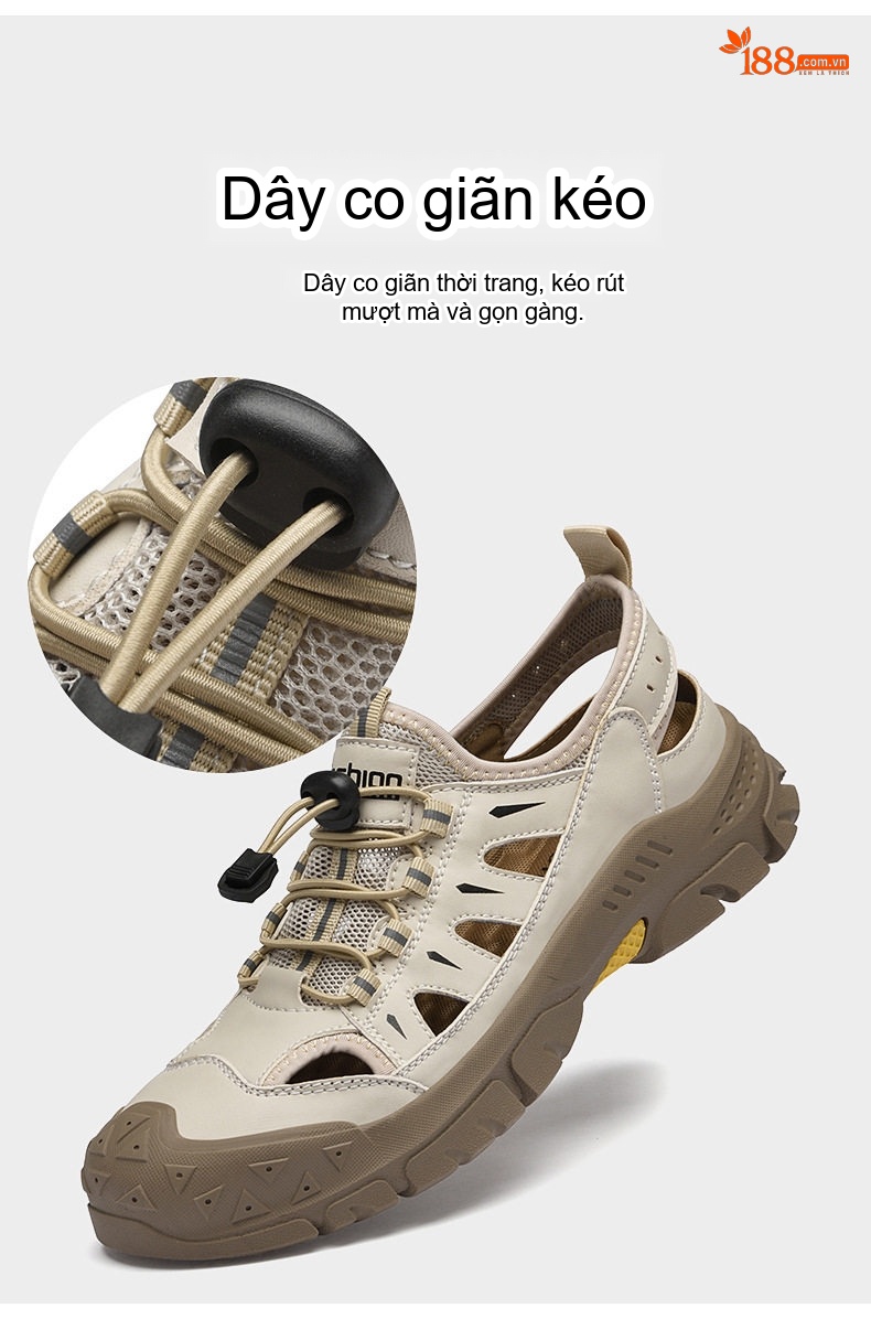 Dép Sandal Nam Mũi Bít Lưới Thoáng Khí Size Lớn Đế Cao 3cm chi tiết 7