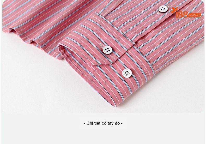 Áo Sơ Mi Dài Tay Nam Cotton Kẻ Sọc Kiểu Dáng Ôm Vừa Màu Xanh, Hồng, Xám chi tiết 12