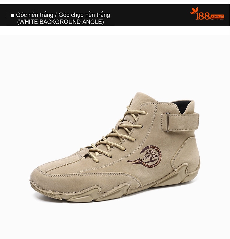 Giày Boot Nam Cổ Cao Da Mờ Lót Lông Ấm Áp Chiều Cao Đế Khoảng 3cm Màu Be, Đen, Xám chi tiết 41