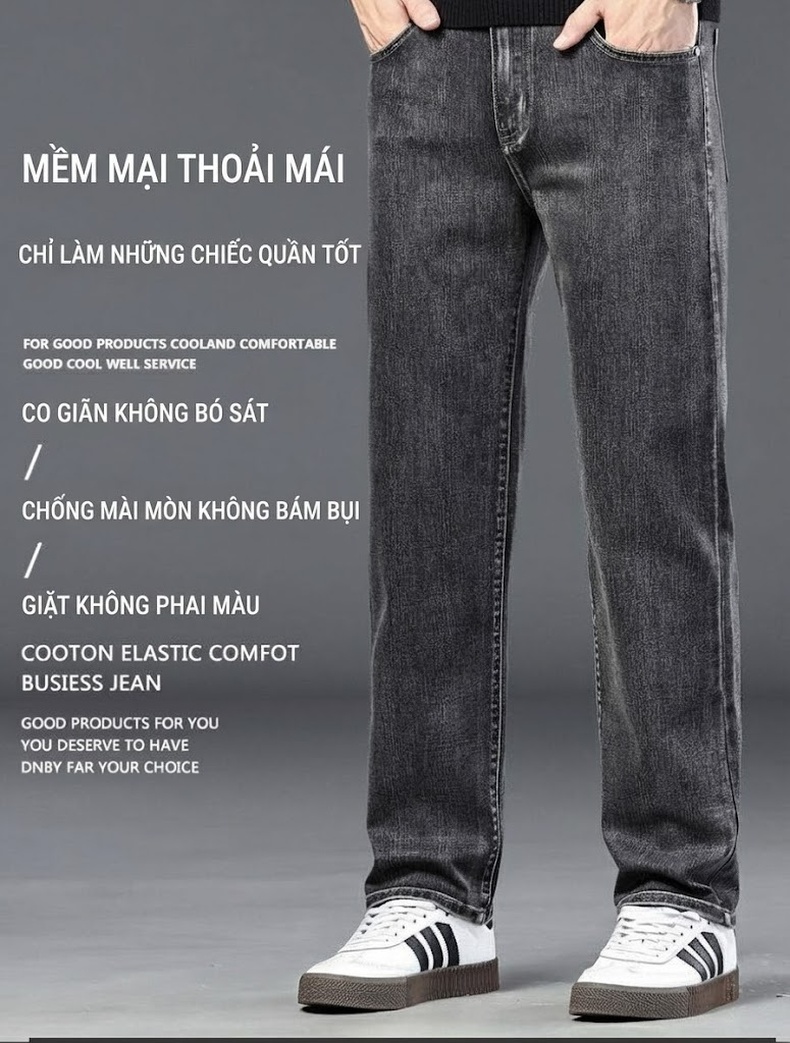 Quần Dài Nam Ống Đứng Lưng Cao Co Giãn Thoải Mái Kiểu Trung Niên Màu Xám Đen, Xanh Dương chi tiết 20