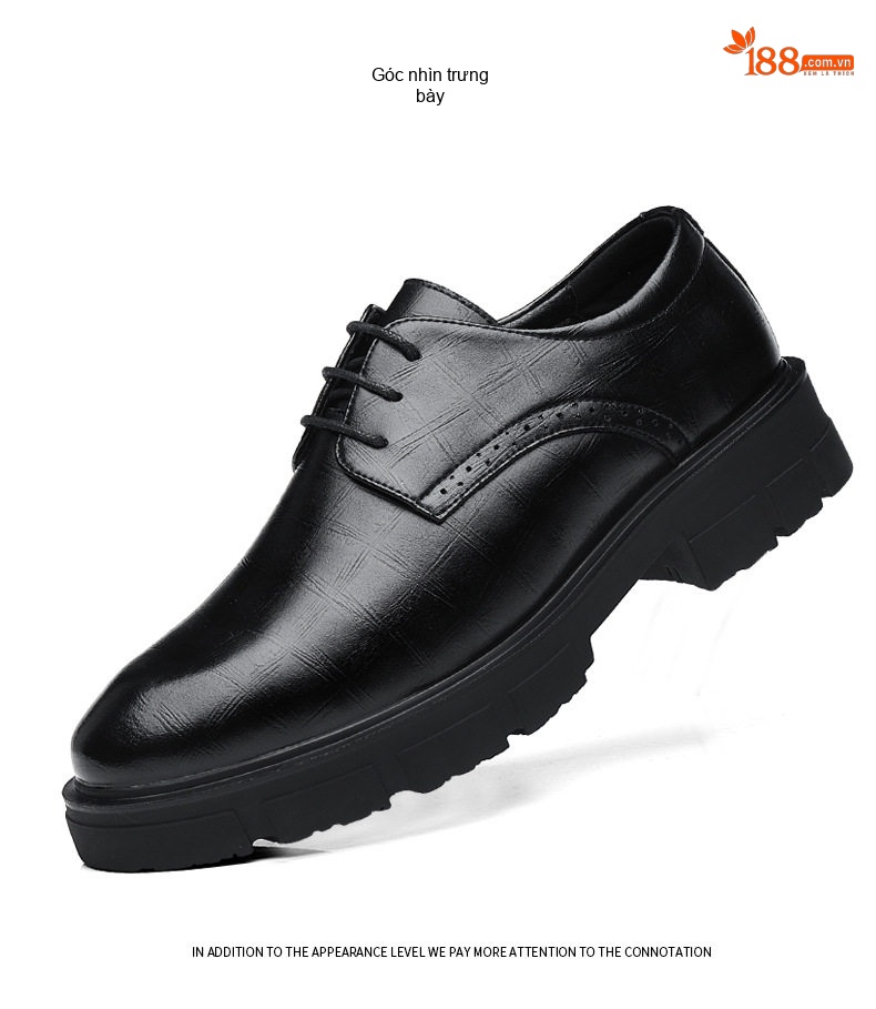 Giày Tây Buộc Dây Nam Da Bò Chiều Cao Đế 5cm Màu Đen, Nâu chi tiết 15