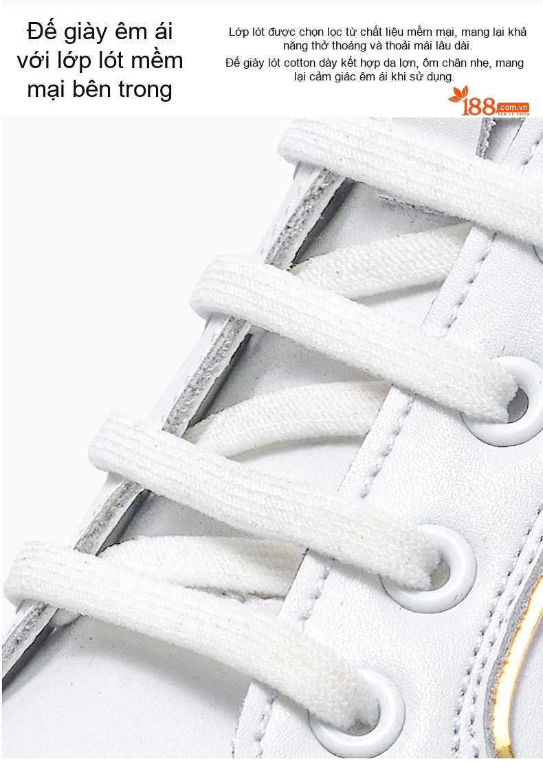 Giày Sneaker Nam Da Bóng Chiều Cao Đế Khoảng 3cm Màu Trắng, Đen chi tiết 11