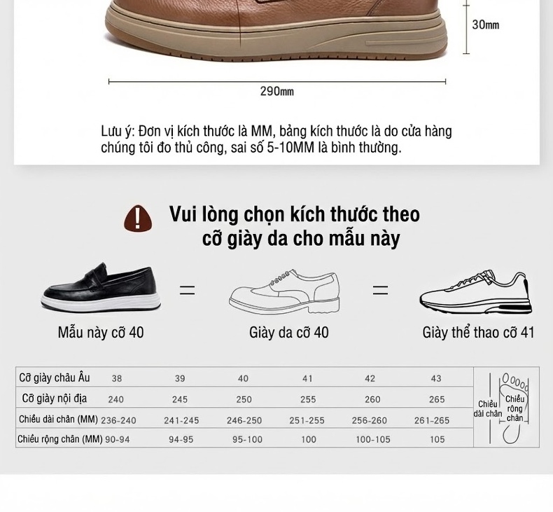 Giày Lười Nam Da Bò Thoáng Khí Chiều Cao Đế Khoảng 3cm Màu Nâu, Đen chi tiết 7