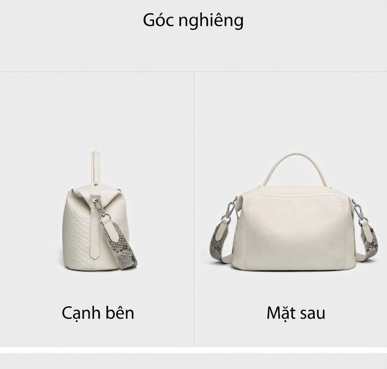 Túi Đeo Vai/Đeo Chéo Nữ Da Bò Phong Cách Âu Mỹ Cổ Điển Màu Đen, Trắng chi tiết 18