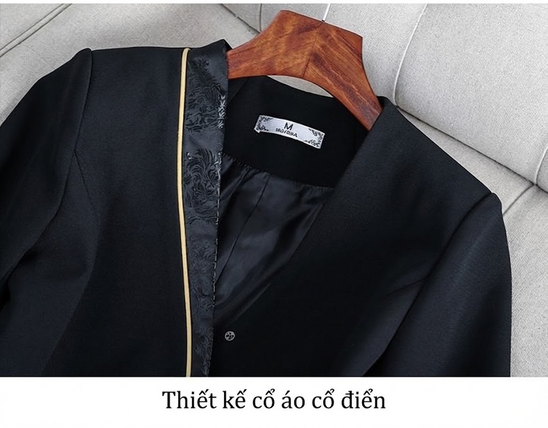 Bộ Vest Công Sở Nữ Quần Dài/Chân Váy Áo Blazer Thanh Lịch Màu Đen, Xanh Dương, Tím chi tiết 29