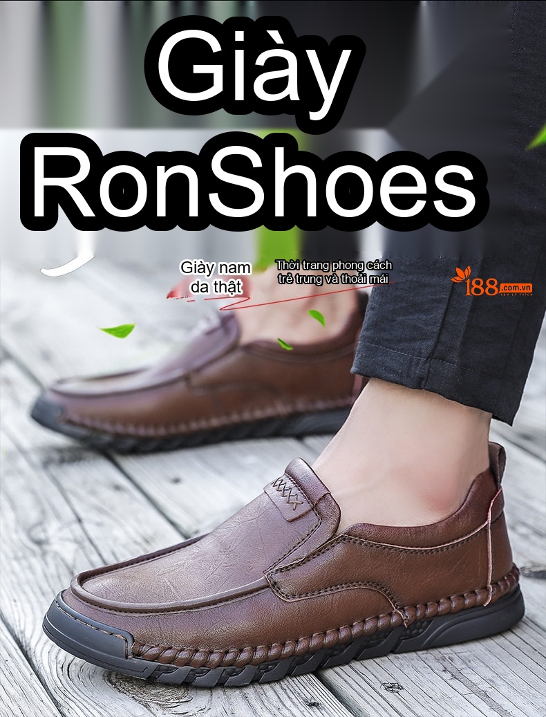 Giày Lười Nam Da Bóng Thủ Công Chiều Cao Đế Khoảng 2cm Màu Đen, Nâu chi tiết 2