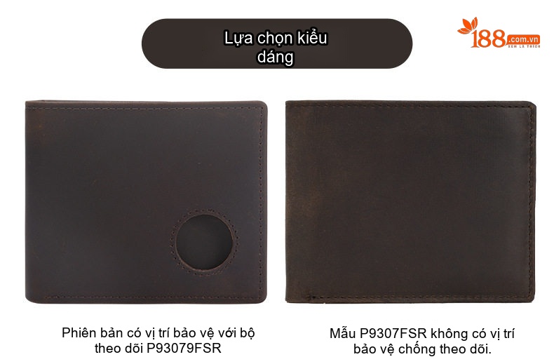 Ví Nam Da Bò Ngắn Dạng Gập Đôi Chống RFID Màu Nâu chi tiết 2