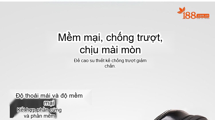 Giày Tây Buộc Dây Nam Da Bò Chiều Cao Đế Khoảng 3.5cm Màu Đen chi tiết 11