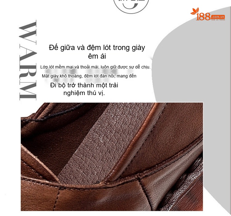 Giày Oxford Nữ Da Bóng Buộc Dây Chiều Cao Đế Khoảng 3cm Màu Đen, Nâu chi tiết 13
