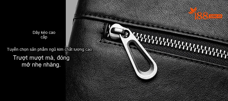 Ví Cầm Tay Nam Da Bò Mềm Mại Khóa Kéo In Hình Hổ Báo Cá Tính Màu Đen chi tiết 3