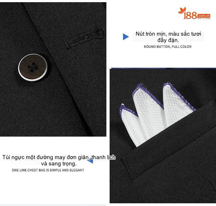 Bộ Vest Nam Màu Trơn Kiểu Dáng Ôm Vừa Vặn Phong Cách Hàn Quốc Màu Đen, Xám chi tiết 9