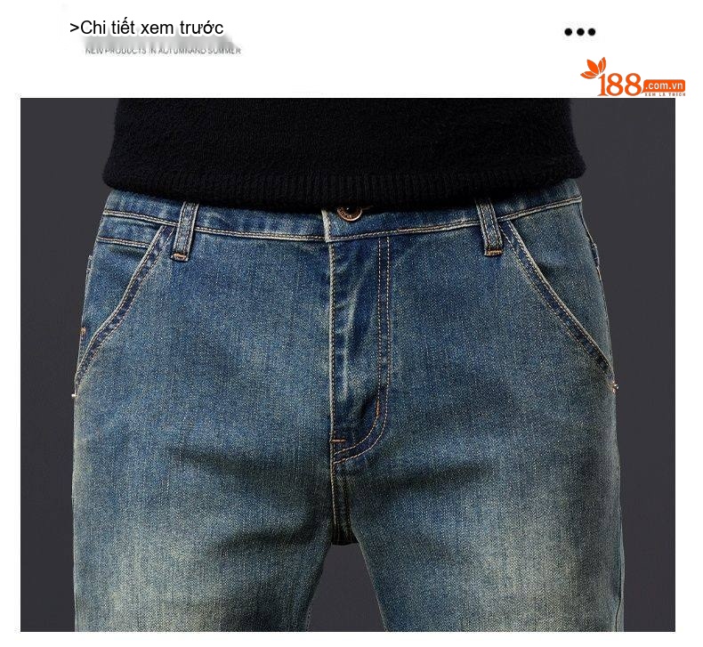 Quần Jean Dài Nam Màu Xanh Dương Rửa Bụi, Dáng Ôm Vừa, Ống Đứng, Phong Cách Retro chi tiết 23