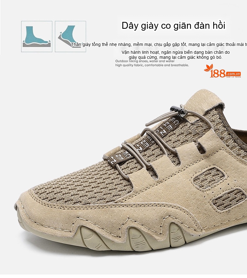 Giày Thể Thao Nam Thoáng Khí Da Thật Chiều Cao Đế Khoảng 3cm Phong Cách Hàn Quốc Màu Be, Xám chi tiết 12