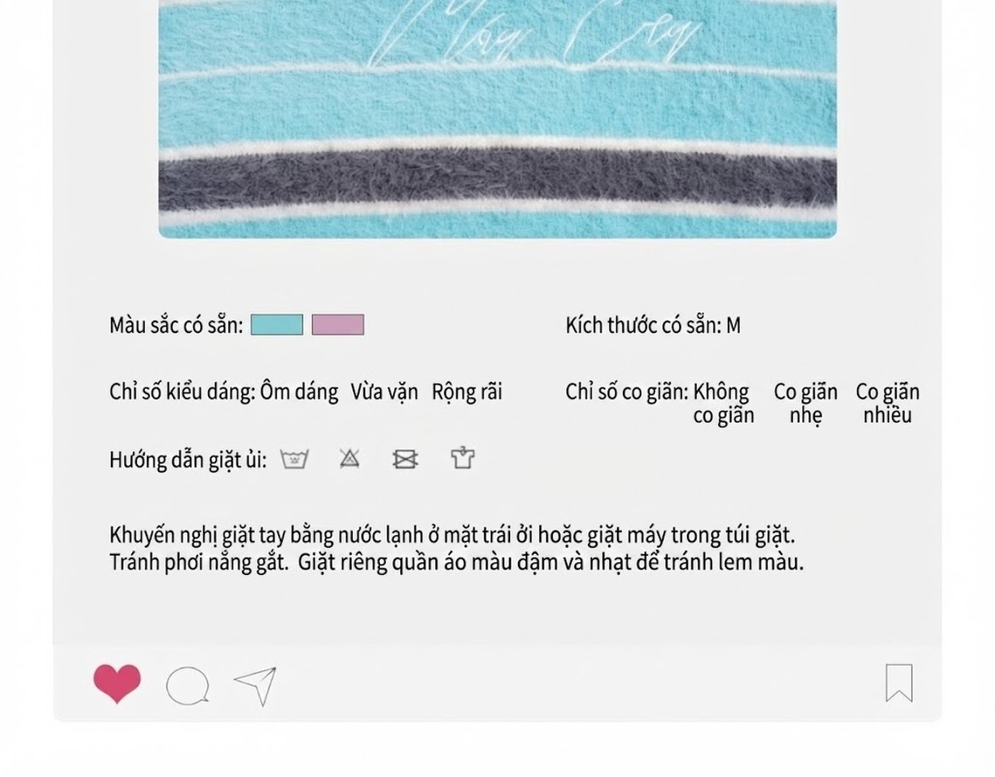 Áo Cardigan Nữ Dệt Kim Cổ chữ V Vạt Lệch Màu Xanh, Hồng chi tiết 7