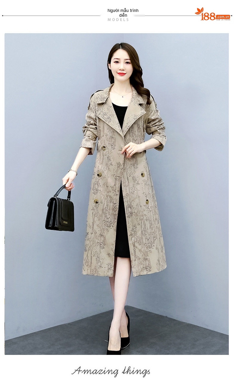 Áo Khoác Trench Coat Nữ Dáng Dài Chất Liệu Lông Hươu Màu Be chi tiết 10