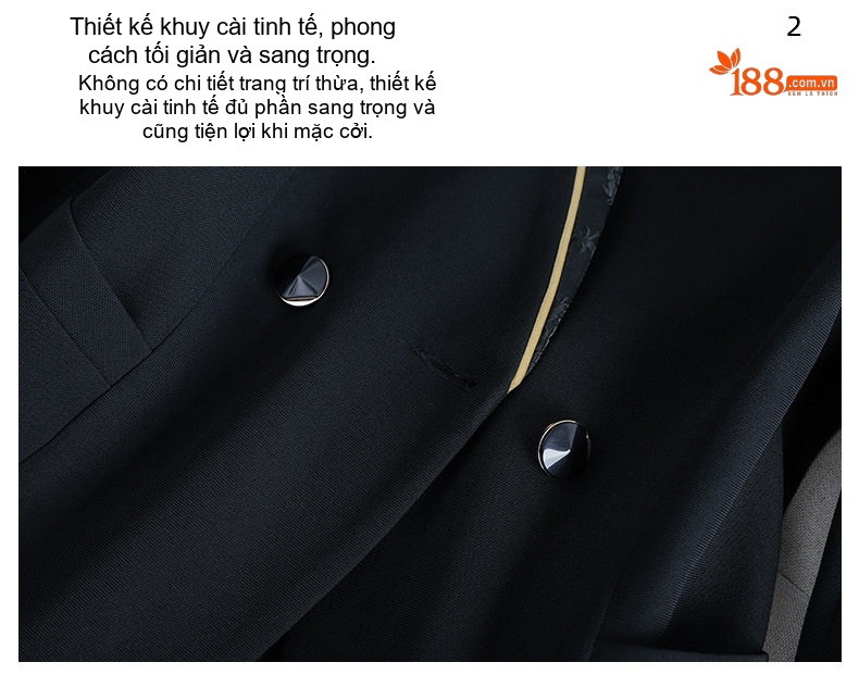 Bộ Vest Công Sở Nữ Quần Dài/Chân Váy Áo Blazer Thanh Lịch Màu Đen, Xanh Dương, Tím chi tiết 5