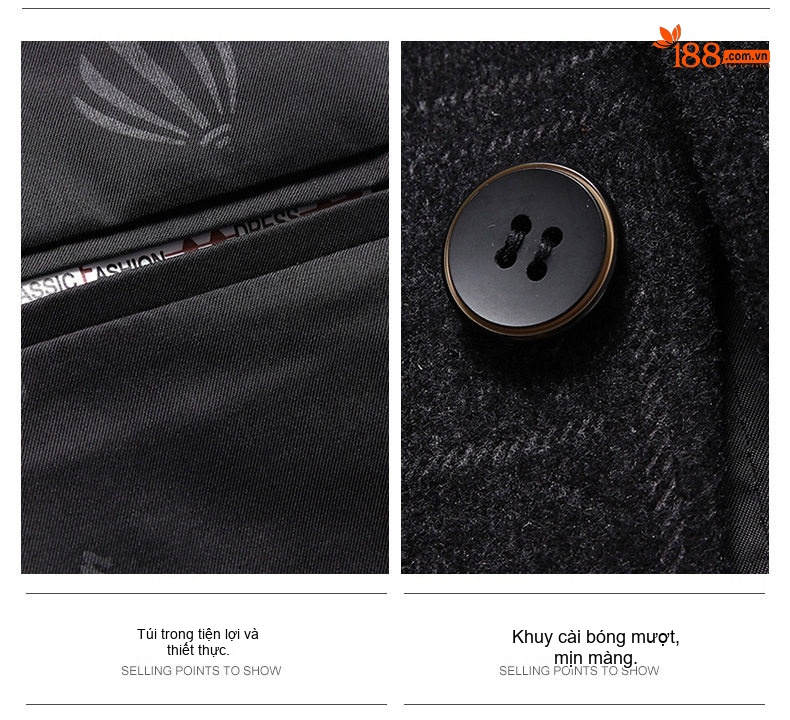 Áo Vest/Blazer Nam Kẻ Caro Co Giãn Chống Nhăn Dáng Ôm Màu Xám Đen chi tiết 4