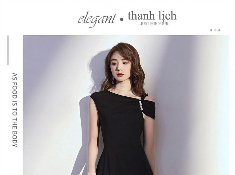 Váy Dự Tiệc Nữ Phong Cách Pháp Cổ Điển Màu Đen, Đỏ, Xanh chi tiết 1