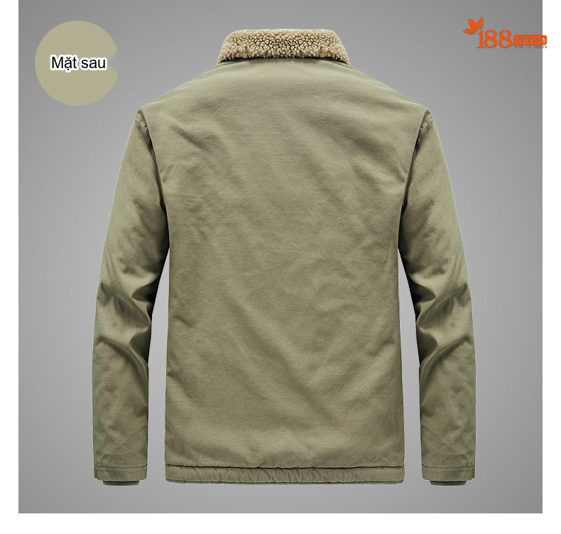 Áo Khoác Bomber Nam Lông Cừu Non Lót Lông Dày Dặn Kiểu Công Sở Màu Xanh Navy, Xanh Rêu chi tiết 16