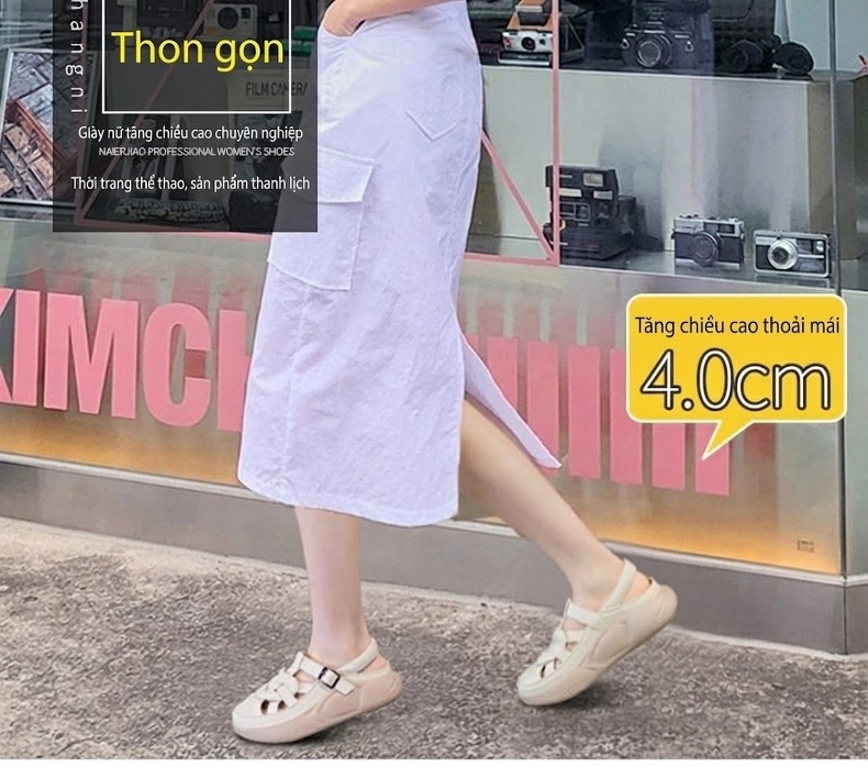Dép Sandal Nữ Bít Mũi Da Mềm Đế Mềm Cho Bà Bầu Đế Cao 3cm - 4cm Màu Trắng, Xanh, Hồng, Đen chi tiết 1