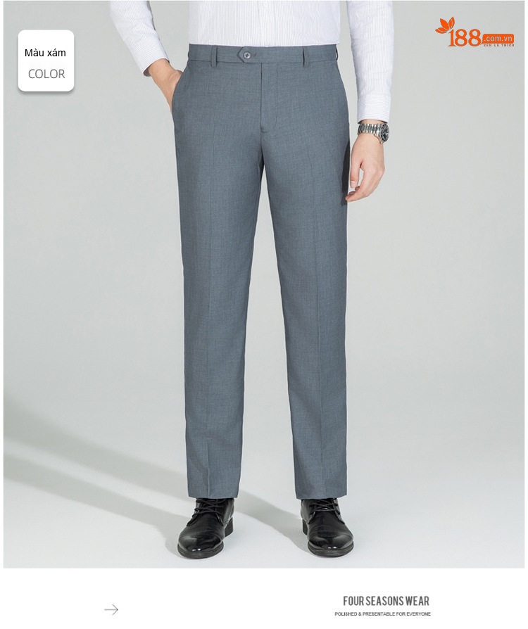 Quần Tây Nam Dáng Slimfit Vải Cotton Chống Nhăn Màu Đen, Xám chi tiết 18