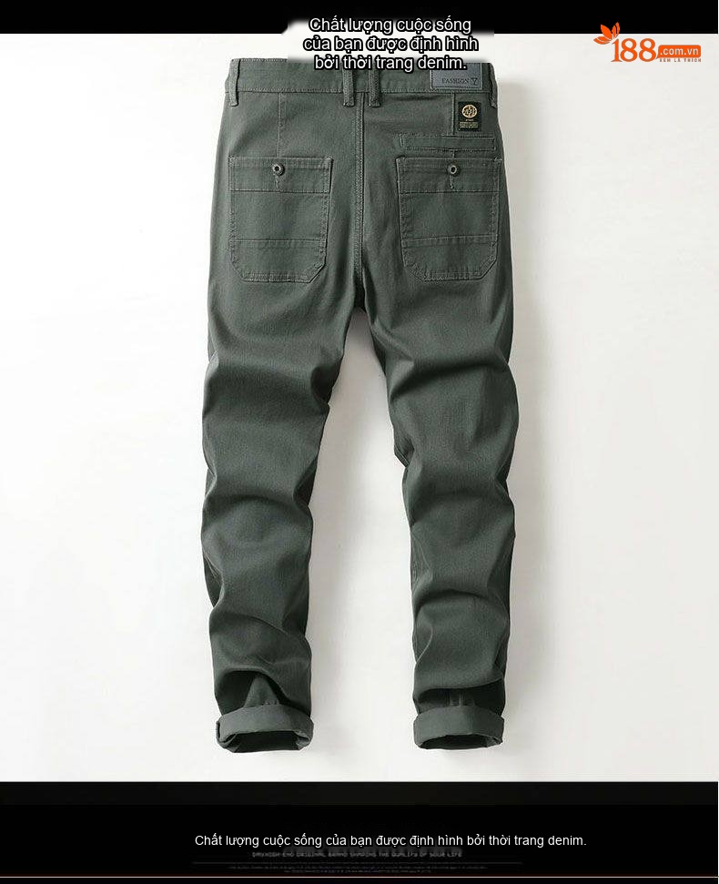 Quần Dài Cotton Nam Ống Đứng Thu Đông Dáng Ôm Vừa Vặn Màu Xám, Xanh chi tiết 10