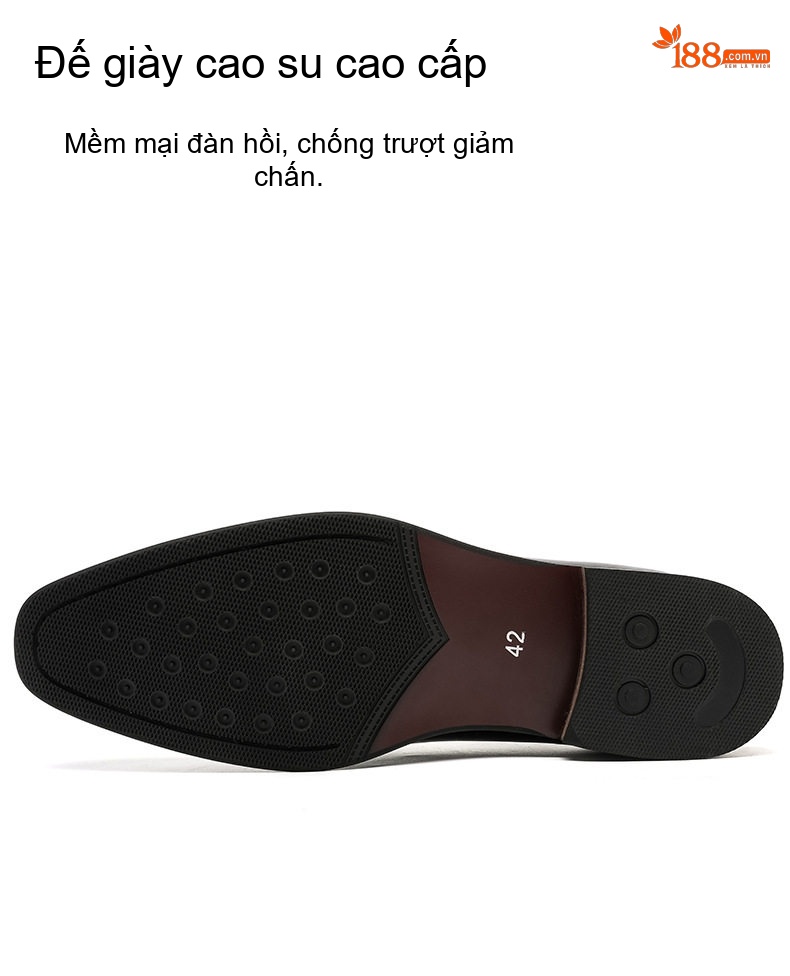 Giày Tây Buộc Dây Nam Da Thật Chiều Cao Đế Khoảng 3cm Màu Đen, Nâu chi tiết 6