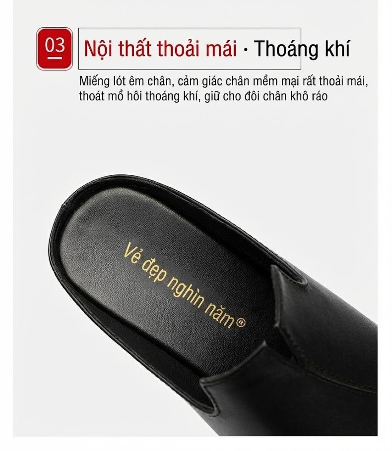 Dép Quai Ngang Nữ Đế Xuồng Da Bóng Chiều Cao Đế 11cm Màu Đen, Trắng, Đỏ chi tiết 7