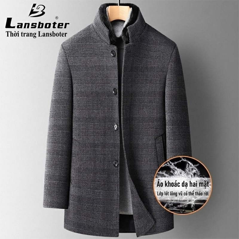 Áo Vest Nam Tiết Kế Jacquard Vải Lông Mỏng Phong Cách Hàn Quốc Màu Xám chi tiết 8