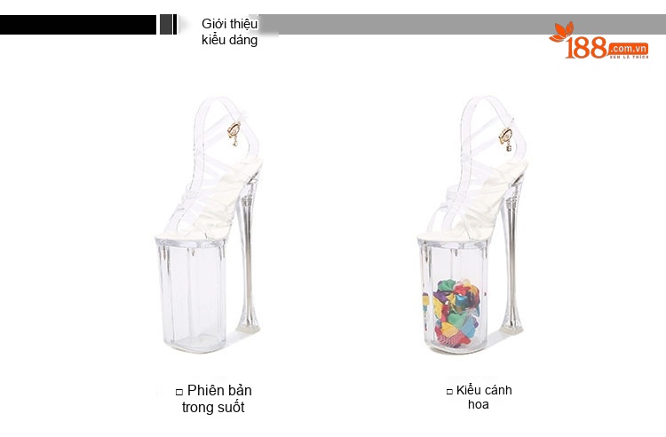 Giày Sandal Cao Gót Nữ Quai Trong Suốt Gót Nhọn Phát Sáng Gót Cao 26cm Màu Trong Suốt chi tiết 9