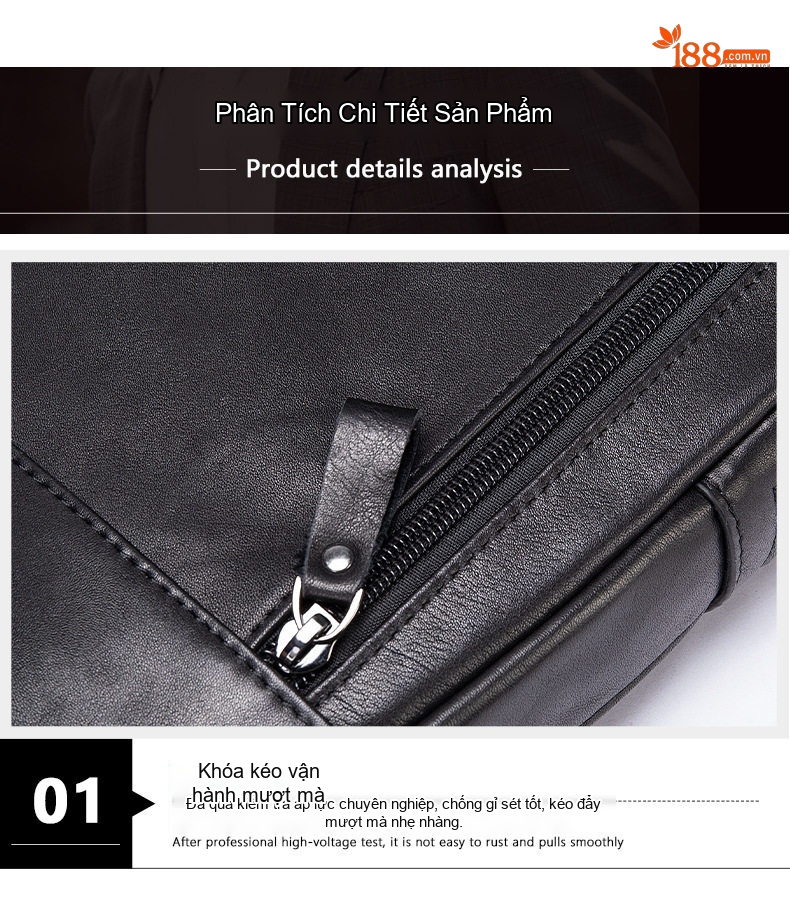 Túi đeo ngực nam da bò thật phong cách thể thao chi tiết 13