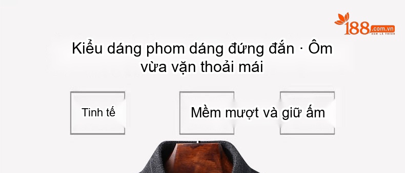 Áo Khoác Dạ Nam Trung Niên Cổ Trụ Dáng Dài Vừa Phong Cách Business Casual Màu Xám Đậm, Nâu chi tiết 5
