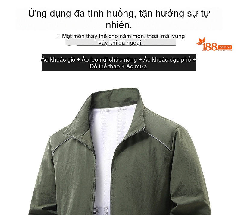 Áo khoác gió nam cổ trụ dáng ôm vừa vặn chi tiết 12