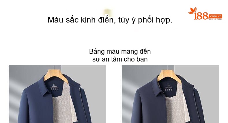 Áo Khoác Nam Cổ Bẻ Khóa Kéo Phong Cách Doanh Nhân Màu Xanh Navy chi tiết 7