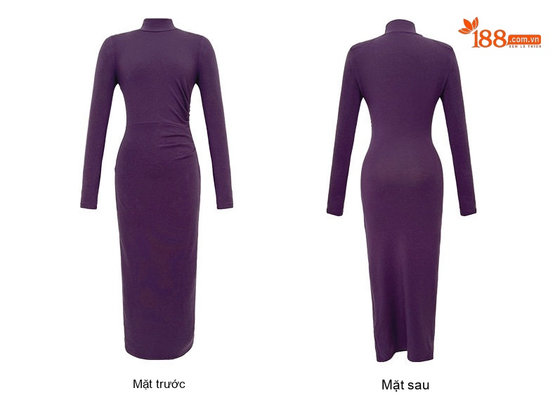 Đầm Dài Nữ Ôm Body Dệt Kim Co Giãn Lót Lông Giữ Nhiệt Màu Đen, Nâu, Tím, Be... chi tiết 12