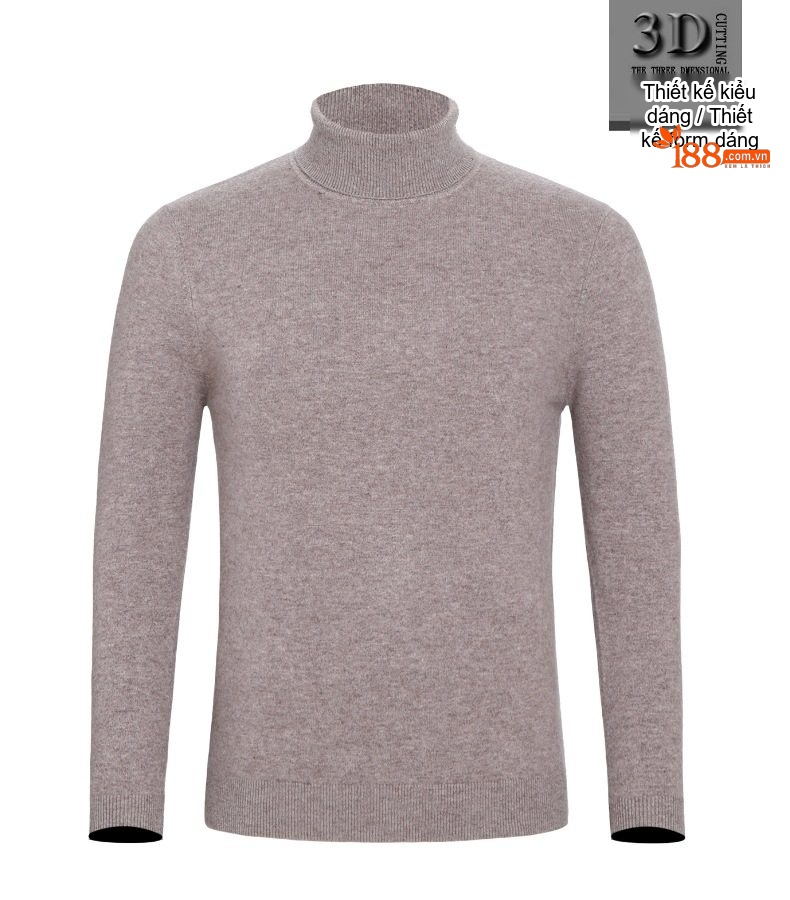 Áo Len Nam Cổ Lọ Dệt Kim Cashmere Dày Dặn Giữ Ấm Màu Nâu, Đỏ Rượu, Xám, Đen chi tiết 4