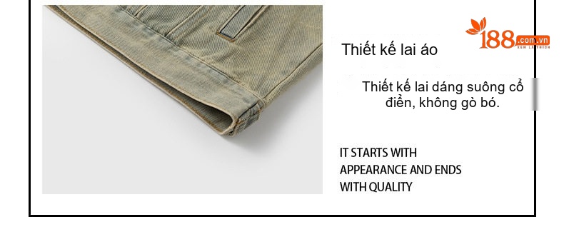 Áo Khoác Jean Nam Dài Tay Form Rộng Cổ Bẻ Màu Xanh Denim, Đen chi tiết 8