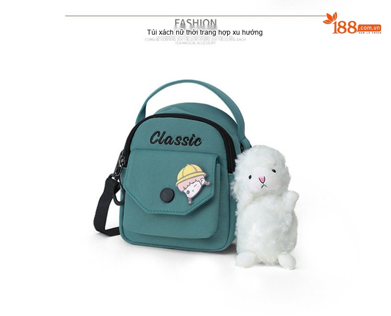 Túi Đeo Chéo Nữ Vải Canvas Mini Đựng Điện Thoại Phong Cách Hàn Quốc Màu Kem chi tiết 31