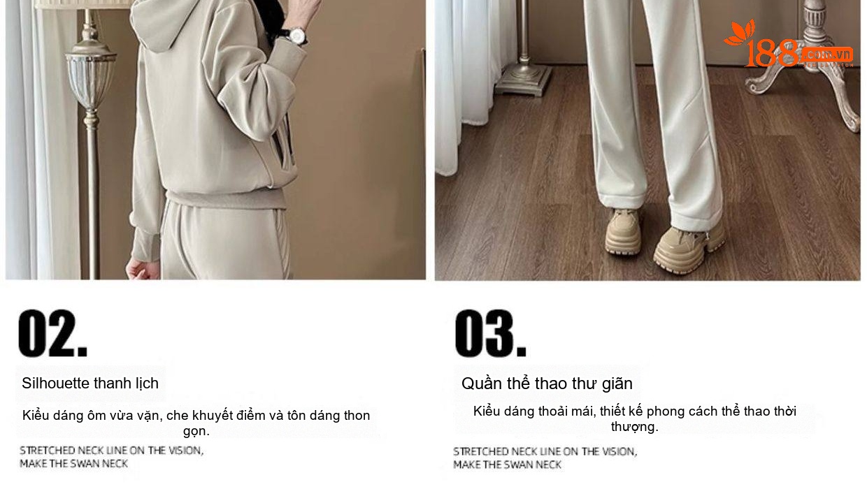 Bộ đồ nữ dệt kim dày dặn lót lông giữ ấm phong cách thể thao chi tiết 4