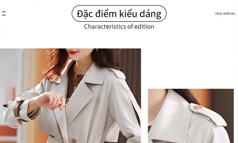 Áo Khoác Măng Tô Nữ Dáng Dài Vừa Phong Cách Hàn Quốc Màu Đen, Be chi tiết 4