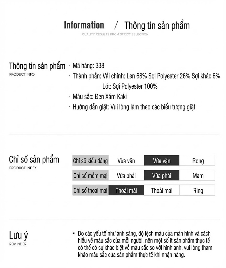 Áo Khoác Dạ Nam Dáng Dài Hai Mặt Khuy Đôi Phong Cách Hàn Quốc Màu Đen, Xám, Nâu, Xanh Navy... chi tiết 8