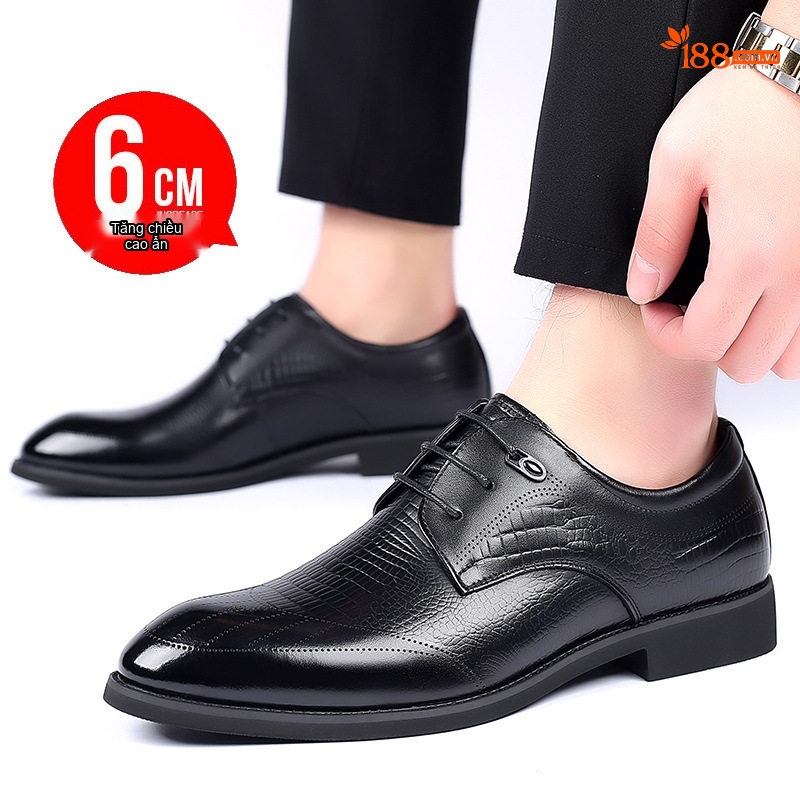 Giày Tây Buộc Dây Nam Da Bò Chiều Cao Đế Khoảng 4cm Màu Đen, Nâu chi tiết 13