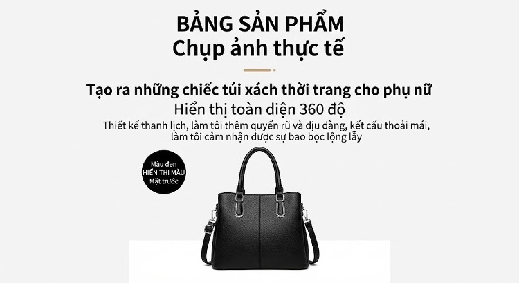 Túi Đeo Vai/Đeo Chéo Nữ Da Thật Kiểu Dáng Hobo Màu Đen chi tiết 6