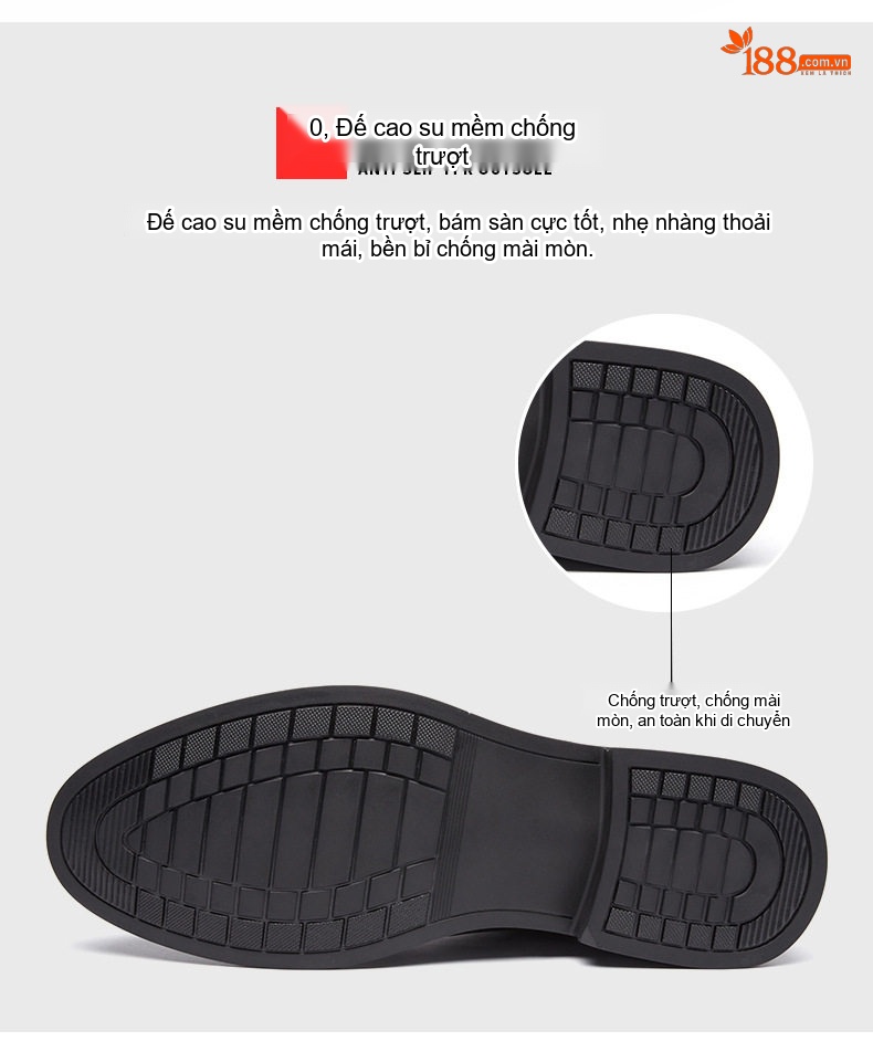 Giày Tây Brogue Nam Da Bóng Chiều Cao Đế Khoảng 3cm Màu Đen, Nâu chi tiết 7