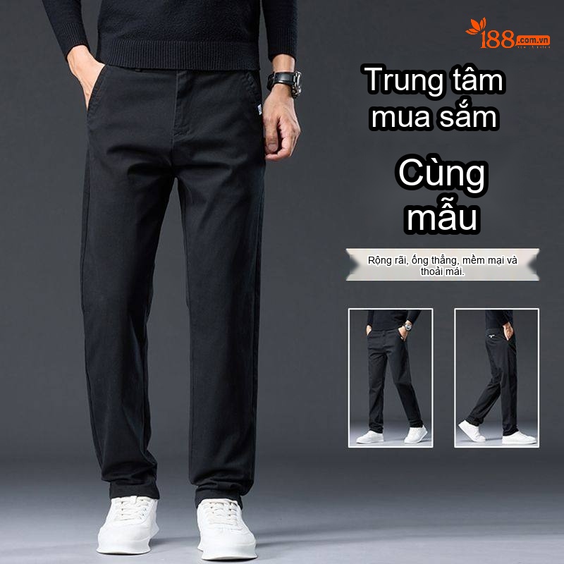 Quần Dài Nam Cotton Ống Đứng Co Giãn Thoải Mái Phong Cách Công Sở Màu Đen, Xám, Nâu